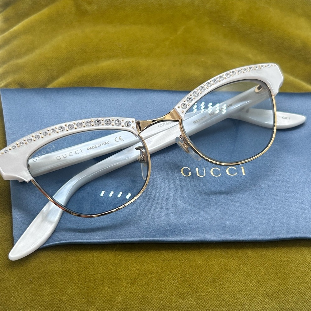 Gucci Sunglasses Pearl White Crystal-Embellished
